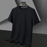 Mens Short Sleeved Polo Shirt Waffle Solid Cotton Top Fashion Splicing Round Neck Tshirt 10