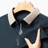 Stylish Mens Business Casual Polo Shirt Breathable Long Sleeved Top Comfortable Solid Color Shirt 9
