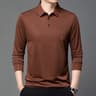 New Mens Solid Color Long Sleeved Polo Shirt Fashionable Comfortable Breathable Versatile Business  7