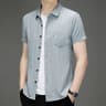 Comfortable All Season New Mens Business Casual Short Sleeved Printed Shirt With Wrinkle Resistance 5