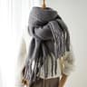 Soft Cashmere Winter Scarf For Women Solid Blanket Pashmina Thick Tassel Wrap 6