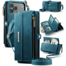 RFID Blocking IPhone Wallet Case With Crossbody Strap Leather Zipper Phone Purse 12