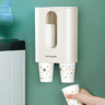 Wall Mounted Cup Dispenser No Drill Dustproof Water Cup Holder With Double Barrel Design 5