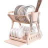 MultiLevel Dish Drying Rack Kitchen Storage Organizer With Drain Tray  Hooks 0