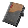 Vintage Contrast Zip Men Compact Wallet With Coin Pocket  Multi Card Holder 8