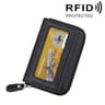 RFID Blocking Leather Card Holder Wallet Slim Zipper Cowhide Organizer With 12 Slots 7