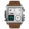 Men Multifunctional Digital Watch With Leather Strap And Waterproof Square Dial 12