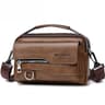 Men Waterproof PU Leather Messenger Bag Large Capacity Commuting Shoulder Bag 11