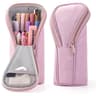 Large Capacity Canvas Pencil Case Upright Stationery Organizer With Dual Zipper For School Office 8