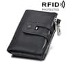 Crazy Horse Leather RFID Wallet For Men Tri Fold Card Holder With Zipper Coin Pocket 7