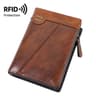 Vintage RFID Wallet For Men Compact PU Leather Multi Card Holder With Zipper Coin Pocket 10