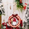 Rustic Wooden Christmas Wreath Ornament Round Beaded Hanging Tree Decoration 6