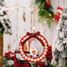 Rustic Wooden Christmas Wreath Ornament Round Beaded Hanging Tree Decoration 8