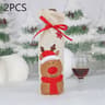 2PCS Christmas Wine Bottle Bag Santa Wine Bottle Cover Reusable Holiday Wine Gift Bags 7